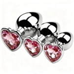Luna Secret Silver Heart-Shaped Metal Anal Plug Set