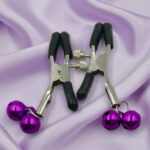Luna Secret Silver Metal Nipple Clamps with Purple Bells