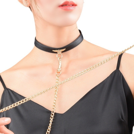 Luns Secret Genuine Leather Wing Collar & Leash